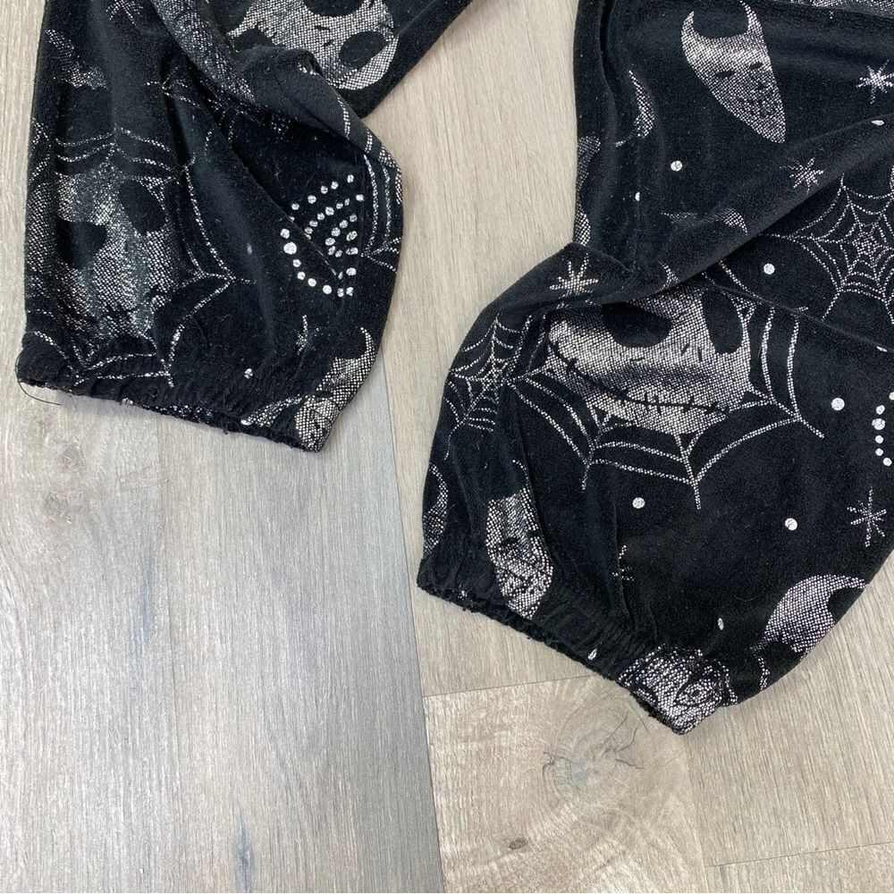 Disney‎ Nightmare Before Christmas Velour Foil Sleep Joggers Black Silver XL - Picture 5 of 8